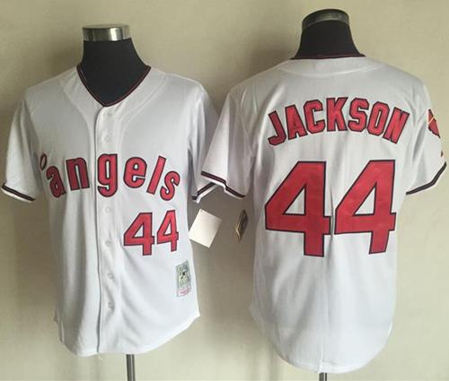 Mitchell and Ness Angels of Anaheim #44 Reggie Jackson White Stitched MLB Jersey